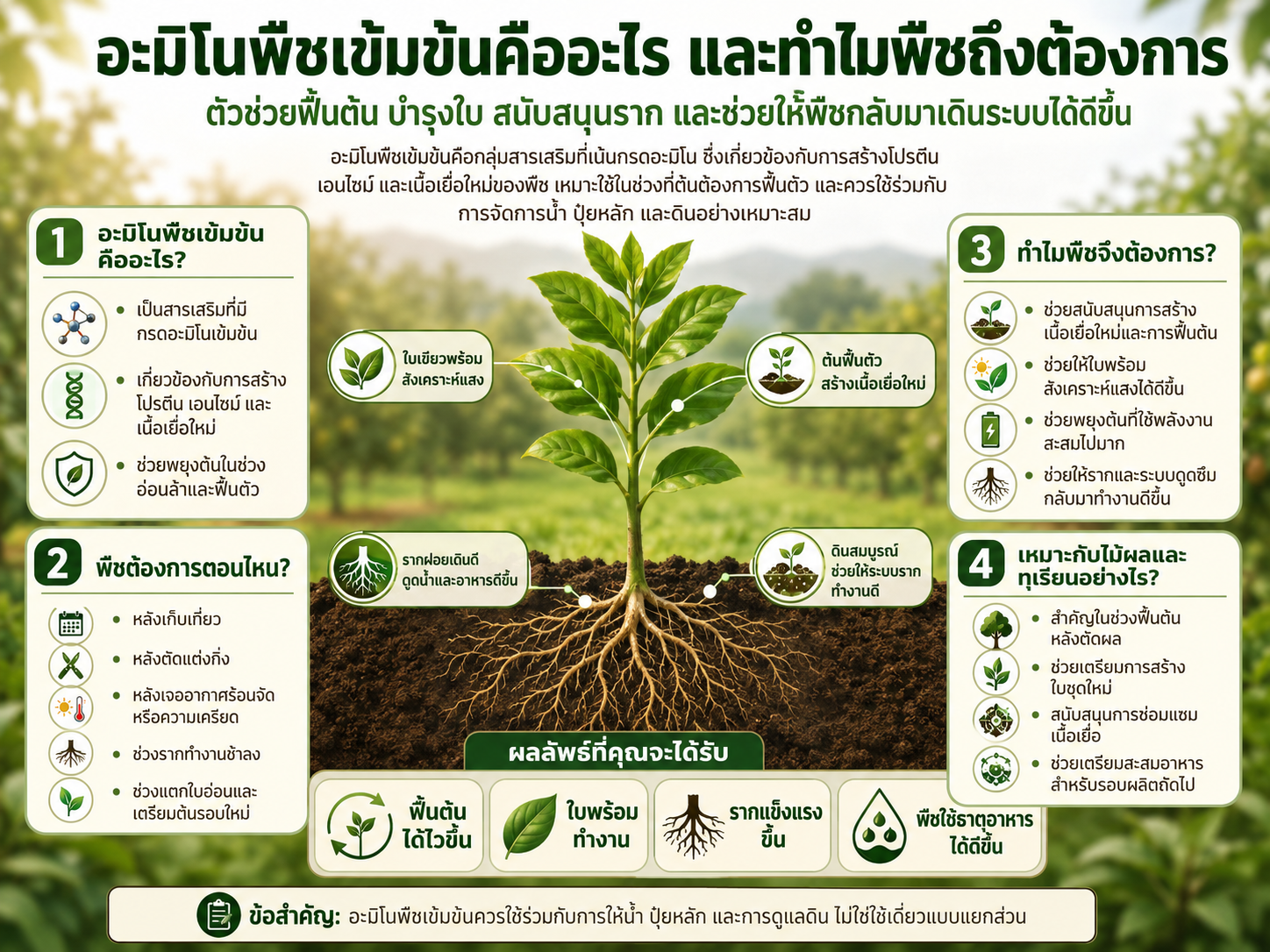 อะมิโนพืชเข้มข้นสำหรับฟื้นต้น บำรุงใบ และเร่งราก