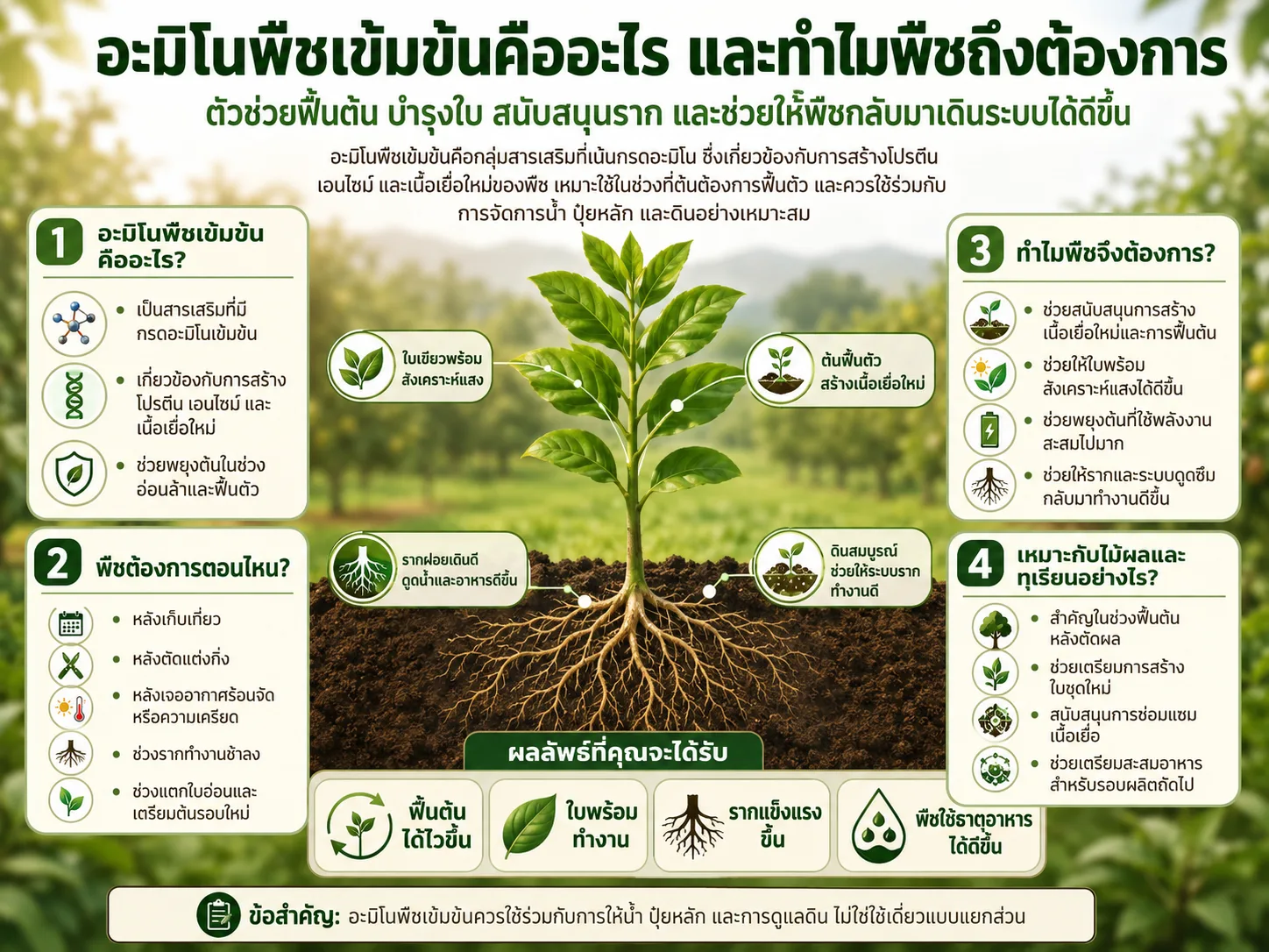 ปุ๋ยน้ำและอะมิโนพืชสำหรับบำรุงทุเรียนและไม้ผล
